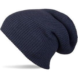 styleBREAKER beanie, slouch, long knitted hat, double knitted 04024004, color:dark blue