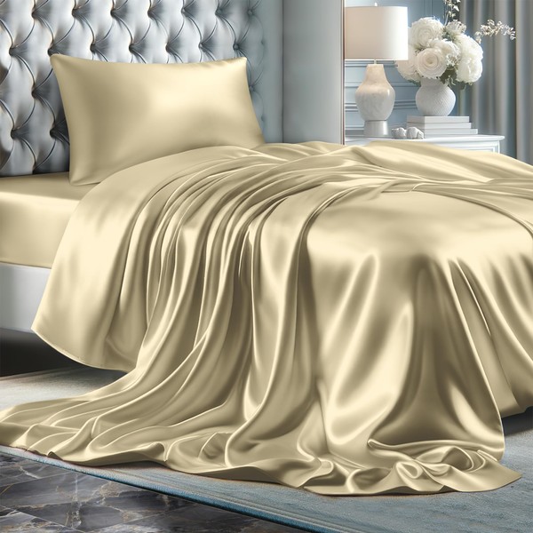 DECOLURE Satin Sheets Twin Size Set 3 Pcs - Silky