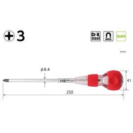 VESSEL Ball Grip Safety Through Screwdriver +3 x 150 250