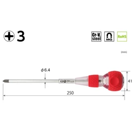 VESSEL Ball Grip Safety Through Screwdriver +3 x 150 250