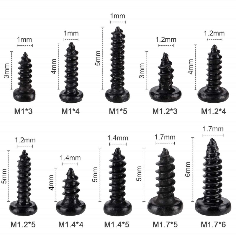 LYJEE Small Screws Assortment Kit, 1000pcs Miniature Phillips Replacement Screws