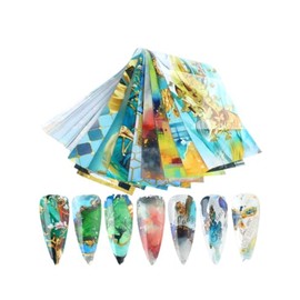 Marble Texture Flowers Butterfly Heart Nail Foil Transfer Sticker 16Pcs 20X4Cm Xk6121 Nail Wraps Art Stickers Manicure Supplies for Women for Home Nails Full Long Lasting Easy Apply and Remove