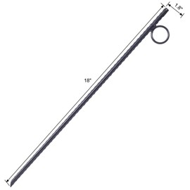 Heemab Rebar Stake with Loop, 12pcs Heavy-Duty Steel 3/8" x 18" Durable Ground Stakes with Angled Ends, Black