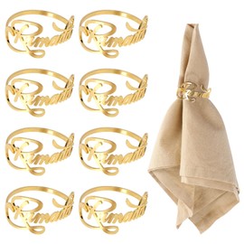 DKINY Ramadan Napkin Rings Set of 8, Gold Napkin Ring Holders, Metal Napkin Buckles Serviette Rings, Table Setting Table Decoration for Ramadan Islamic Muslim Eid Mubarak Wedding Party