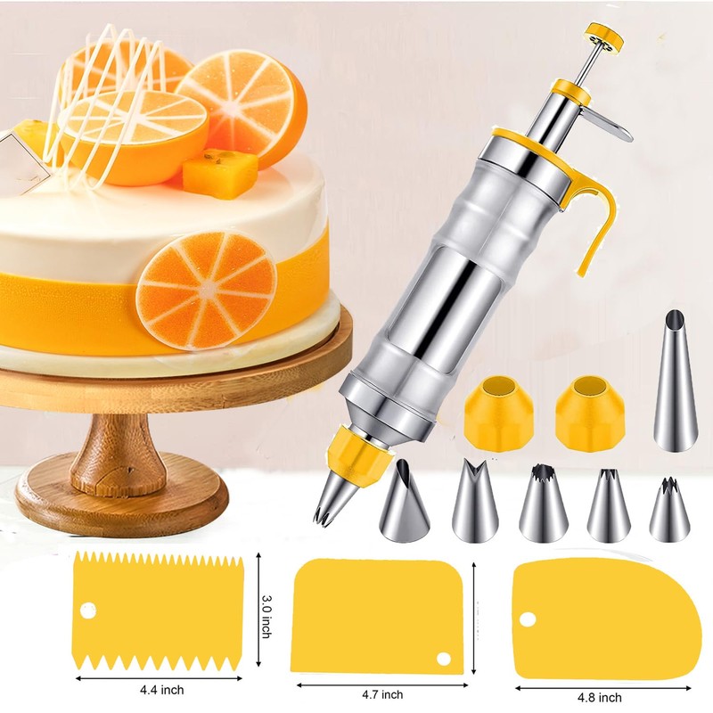 Dessert Decorating Syringe, Stainless Steel Dessert Syringe Kit Baking Tools,