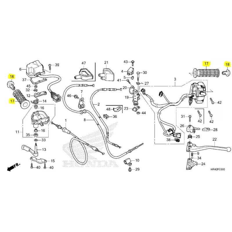 Honda OEM Honda Handle Grips & End Caps Rancher Foreman