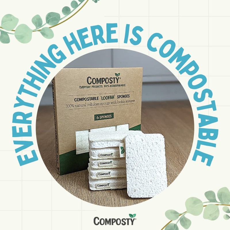 Composty® | 'Loofah' Eco Scourer Sponges | 6 Pack |