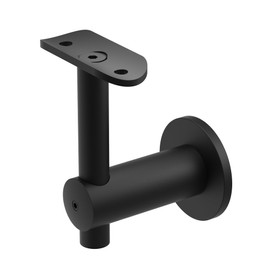 Handrail Bracket Stainless Steel 316 Round (Black Matte Powder Coat)