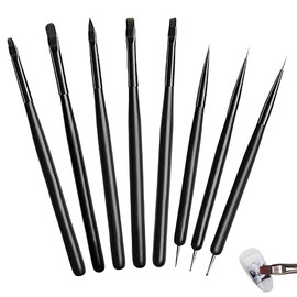 WUSJCOF 8 PCS Nail Art Brush Kit, Nail Design Gel Brushes, Dotting Painting Line Pen, Builder Gel Brush, Acrylic Brush, Fineliner for DIY Nail Art Design
