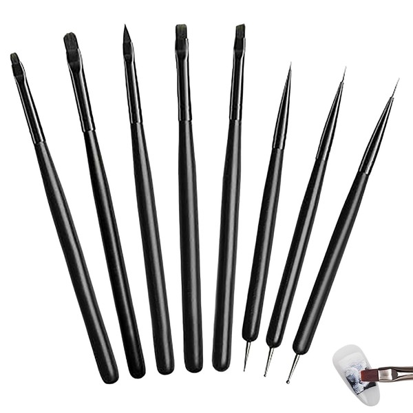 WUSJCOF 8 PCS Nail Art Brush Kit, Nail Design Gel