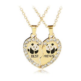 Best Friend Necklace for Women Girls Panda Friendship Necklace for 2 Best Friends Girls Matching Heart Necklaces for BFF Besties Birthday Christmas Gift Panda Necklaces