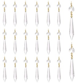 Pack of 20 Decorative Crystal Pendant Beads Crystal Glass Pendant Chandelier Prisms Chandelier Crystal Beads Pendant Drops for Curtains Lights Vases Christmas Decorations 38 mm