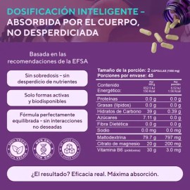 Citrato de Magnesio 200 mg con Vitamina B6 de SUPLINT  90 Cápsulas Veganas para Músculos y Energía                                                    
