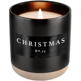 Sweet Water Decor Christmas Candle | Apple Cider, Cinnamon, Fresh Cut Christmas Tree, and Cookies Scented Soy Candle for Home | 12oz Black Stoneware Jar, 60+ Hour Burn Time, Made in the USA