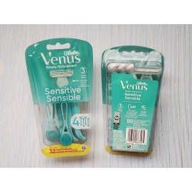 Gillette (Lot of 2) Venus Simply Sensitive Women's 3 Blade Disposable Razor, 4 count