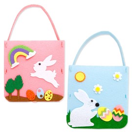 SIRLOMU 2 PCS Ostertaschen aus Filz, Osterkorb Kinder, Osterkörbchen mit Hase, Osternester zum Befüllen, Filztasche Osterhase, Osterkörbe mit Henkel für Ostereiersuche