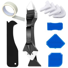 uncakil Caulking Tool Caulk Remover Grout Removal Tools,Multi 3 in 1 Caulking Tough Sealant Glass Glue Angle Scraper Cleaner,for Bathroom,Stove Gap Covers,Toilet Seat Cover,Home Improvement(11 Pcs)