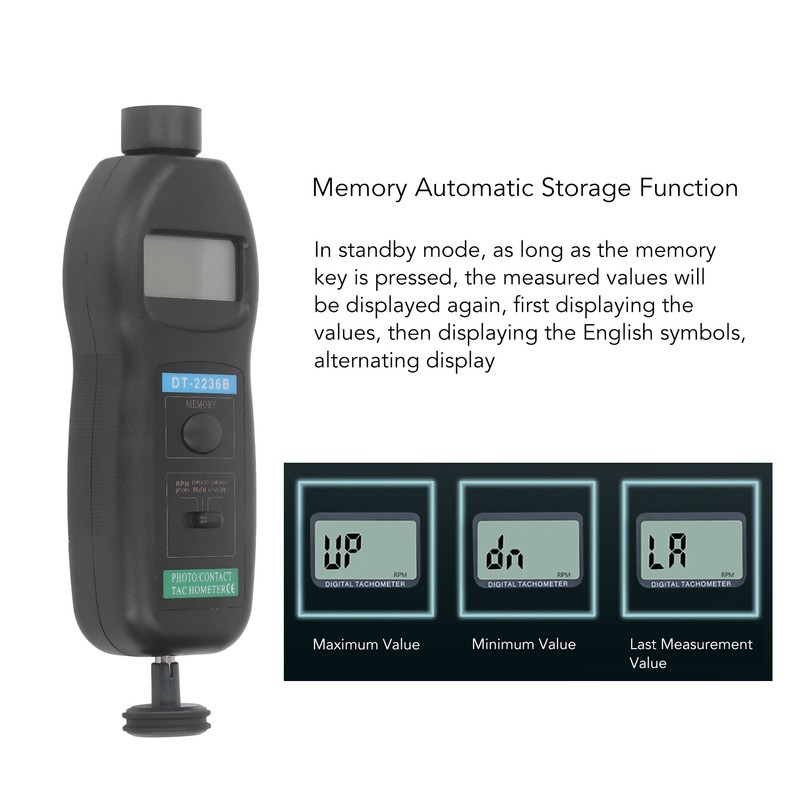 Digital Tachometer 5 Digit LCD Display Handheld Speed Guage Contact