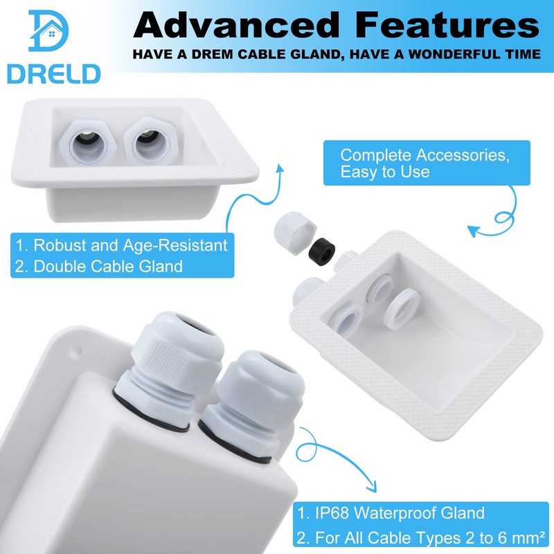 Dreld Cable Grommet Waterproof 2-Way Roof Guide Solar Cable Guide
