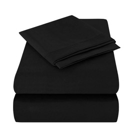 Yamel Juego de Sábanas Essential 2000 Hilos con Brushing de Suavidad Hogar (Negro, Matrimonial)