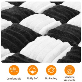 Fulltour Dog Car Seat Cover for Back Seat, Plaid Backseat Pet Bed Mat, Non-Slip Travel Dog Bed for Backseat Extenders, 24.8" x 54", Black and White