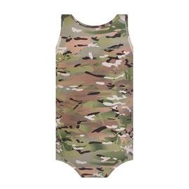 Landofgenie Mens Adult Onesie Camouflage Vest Cotton Pajama Jumpsuits One Piece Sleeveless Romper Bodysuit Camo Green XL