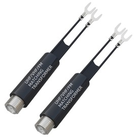 Cleqee 2pcs 75Ω-300Ω Antenna Matcher F Type Female Feeder Antenna Converter Antenna Wire for TV TV FM Antenna Tuner Boombox Mini Composer Coaxial Cable Antenna Conversion Plug HF/VHF/FM Converter