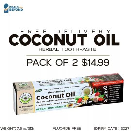 Al-Riyan Group Organic Coconut oil Herbal Toothpaste Al Riyan 10 in 1 Fluoride free, Pack of 2
