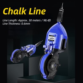 Chalk Line, Manual Chalk Line Tool Carpenter Ink Marker Scribes with 98.4ft Chalk Reel, Professional Chalk Line Reel for Woodworking Construction Tools