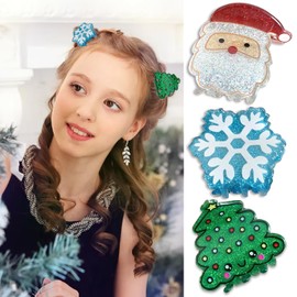 BASEMMAHER Christmas Snowflake Hair Claw Clips for Women Santa Claus Xmas Tree Hairpins Barrettes Tortoise Non-slip Strong Grip Clips Hair Accessories for Girls Thick Thin Hair Xmas Party 3Pcs