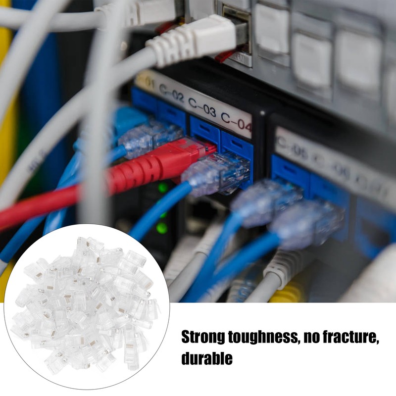 100Pcs Network Crystal Heads Gold Plated Strong Toughness Cable Connectors
