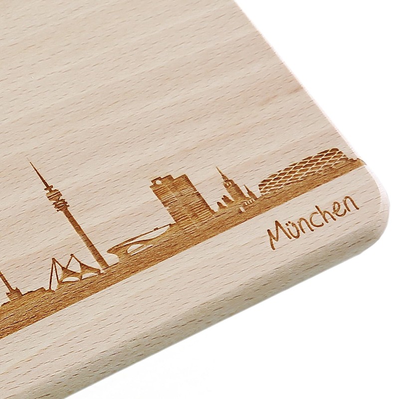 Brotzeitbrett München Skyline | Beech Breakfast Board | Wooden Chopping