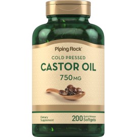 Piping Rock Castor Oil Softgel Capsules 750mg | 200 Count | Non-GMO | by Piping Rock