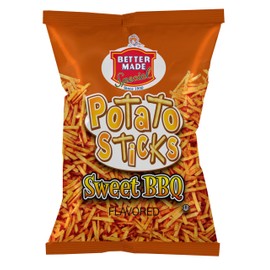 Better Made Potato Sticks Sweet BBQ Flavor 3oz Bag (8 Pack/24oz)- Shoestring Potato Sticks - Gluten Free - Crunchy, Crispy Snack from Fresh Potatoes - Lunch - Family Owned - Sweet Barbecue