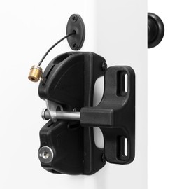 Key Lockable 2 Way Gate Latch with Spring Loaded Pull Cable and Key,2 Sided Gate Fence Lock for Outdoor Gates,Locking Gate Door Lock Fence Latch Gate Hardware for Metal,Wood,Vinyl Fence,Black Finish