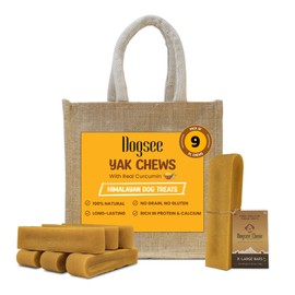 Dogsee Himalayan Yak Chews with Turmeric/Curcumin 3lb (XL - 9 Bars) | for Large Dogs | Dog Treats for Large Dogs | Help Alleviate Joint Pain | Rawhide-Free | Anti Inflamatory