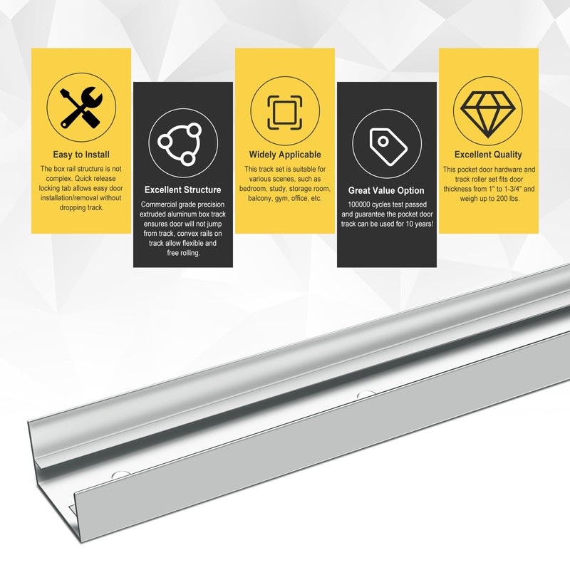 Bifold Closet Track Kit, 48inch Length, Steel Track, White (1