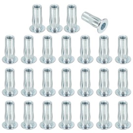PATIKIL 25 Pcs Multi-Grip Rivet Nuts, 5/16-18 Pre-Bulbed Shank Flat Head Threaded Insert Nuts Carbon Steel Plus Nuts Zinc White Plated for Fastener