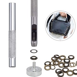 Bestgle 200 Sets Metal Grommets Tool Kit, 6mm Inside Diameter Grommets Eyelets with Install Tools for Clothes Leather Crafts,4 Colors