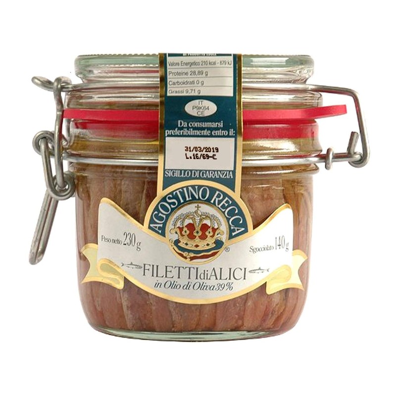 Agostino Recca Anchovies Fillets in Olive Oil - Wild Caught