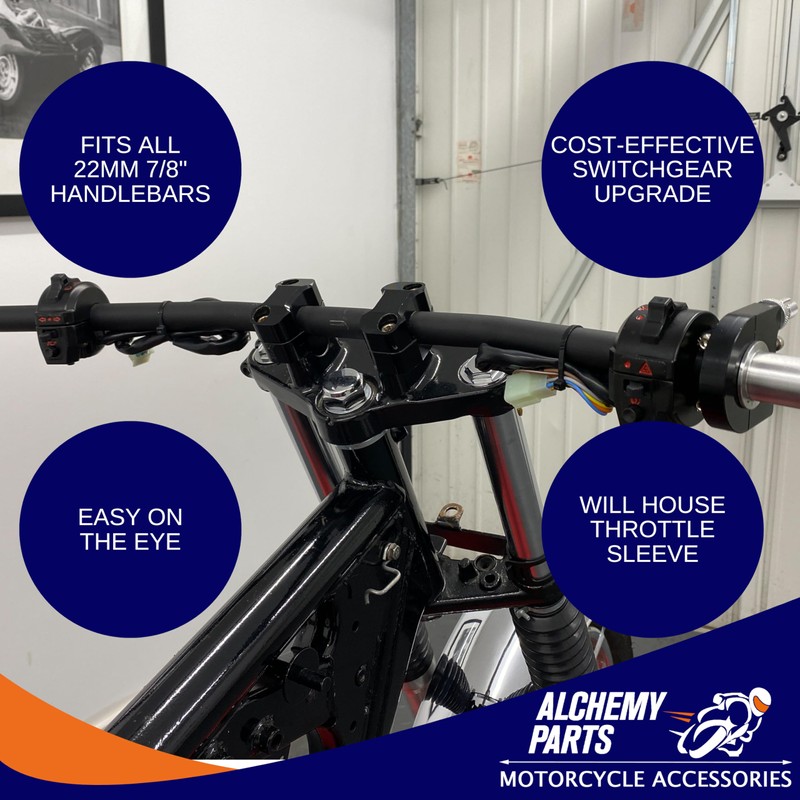 Universal Motorbike Switchgear Control Kit for 22mm 7/8" Handlebars -