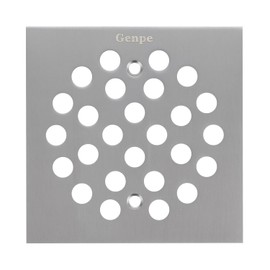 Genpe Square 4-1/4 Inch Screw-in Shower Drainer Cover Replacement Stainless Steel Floor Drain Grate with Screws Brushed Nickel