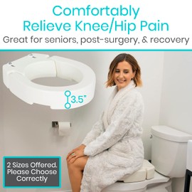 Vive Raised Toilet Seat (Standard - Adds 3.5 Inches) - Elevated Toilet Seat Riser & Extender for Seniors - High Rise Toilet Extension for Elderly - Commode Toilet Booster for Adults