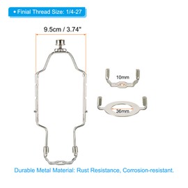 PATIKIL 8 9 10 11 Inch Lamp Harp Kit with Finial, Adjustable Lamp Shade Bracket Holder with 3/8 IP E26 Light Base for Table Floor Lamp Lighting, Silver
