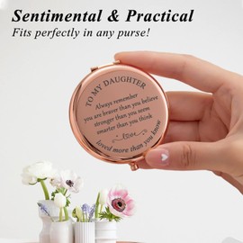 LIDCOM to My Daughter Gifts for - Daughter Gift from Dad Rose Gold Compact Mirror,Graduation Gifts for Girls Unique, Christmas, Valentines Day, Birthday Gifts for