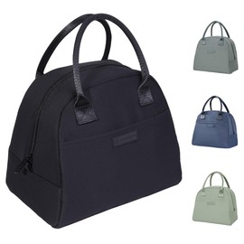 COOBUG Ladies Lunch Bag - Insulated Womens Lunch Bags for Work, Fashionable Adult Meal Prep Bag, Leakproof Thermal Cooler Bag for Office, Premium Lunch Box Bag for Female Professionals - Black