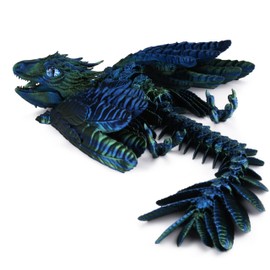 Guwewu Feathered Wyvern, 3D Printed Articulated Fidget Dragon - Azurewing