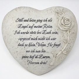 Trauer-Shop Grave ornament heart star children. Still und leise ging ich als Engel auf Meine Reise. 18 cm. 1 piece.