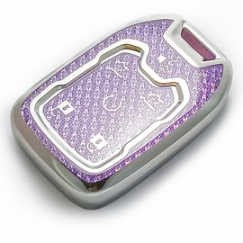 RFSRZ for Chevy Suburban Tahoe 2015 2016 2017 2018 2019 2020, for GMC Yukon XL Denali Terrain 6 Buttons Remote Key Fob Shell Cover, Bling Crystal, Car Key Protector for Women (Purple)