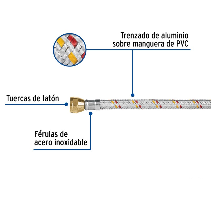 Pretul FGA-06P, Manguera flexible de 60cm para gas, trenzado aluminio